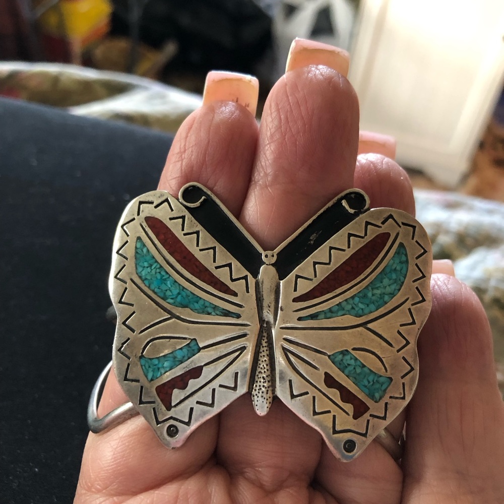 Native American inlaid butterfly cuff.